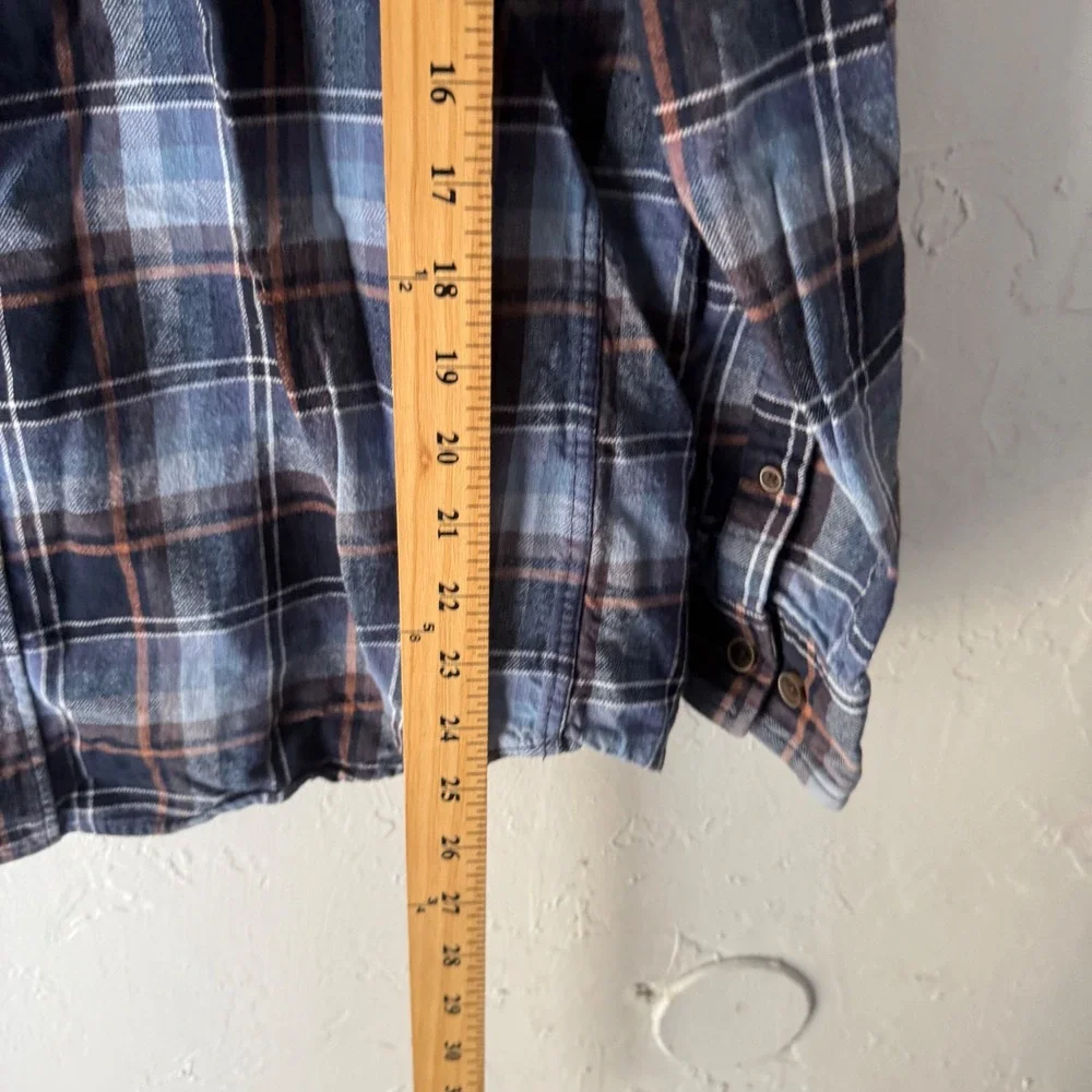 Weatherproof Vintage Mens Plaid Flannel Button Up Shirt Blue Outdoor‎ Cabin M